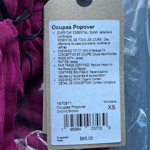 prAna‎ Ocupas Popover Top in Orchid Bloom NWT - Picture 9 of 13